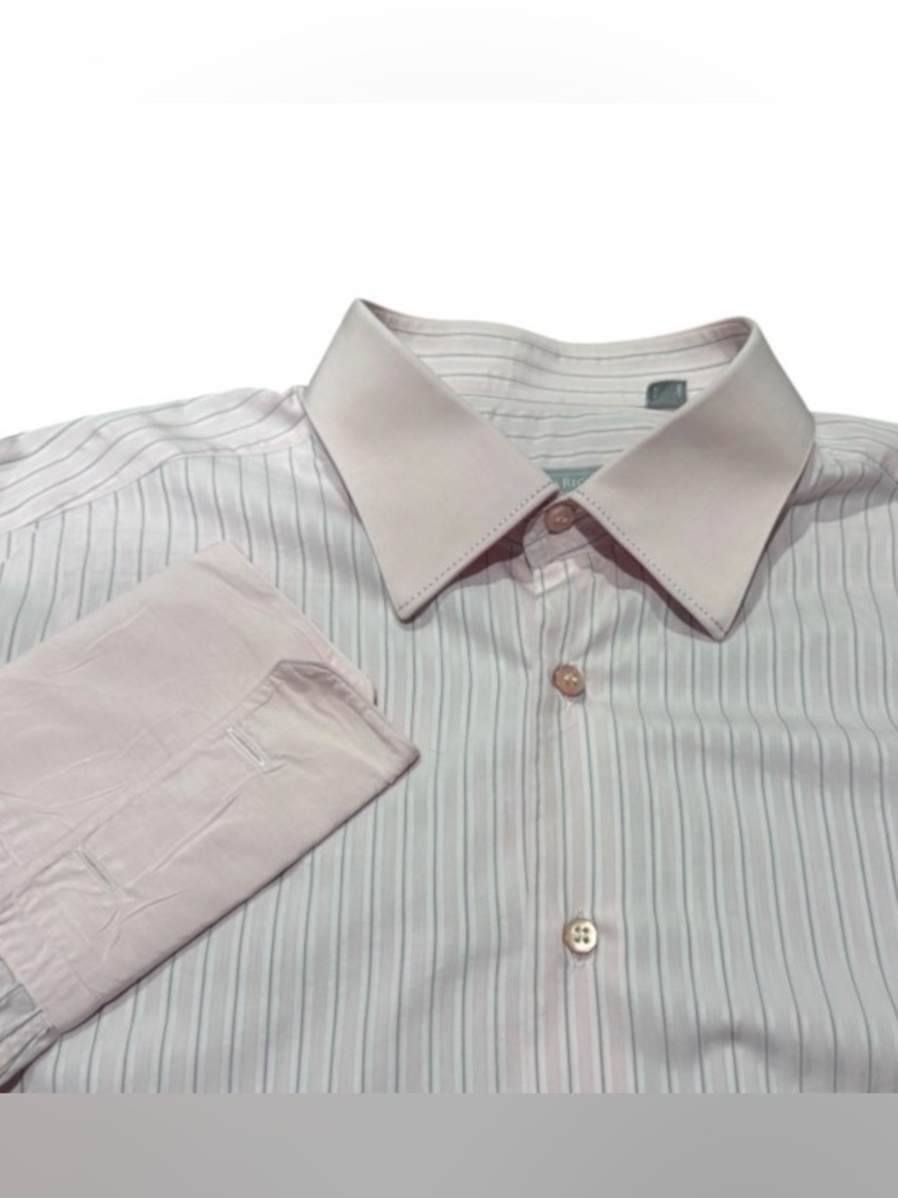 Stefano Ricci Men’s Long Sleeve Cotton Dress Shirt Pink Stripe Size 44 17.5